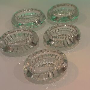 Set of 5 luxery vintage clear  Crystal, Oval Octagons salt dish